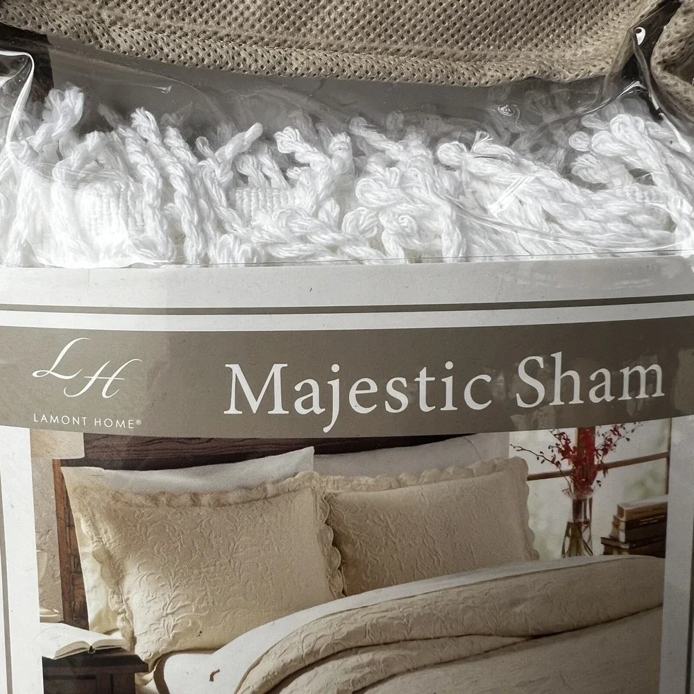 Lamont Home Majestic‎ Matelasse Standard Sham Ecru Cotton Woven Portugal